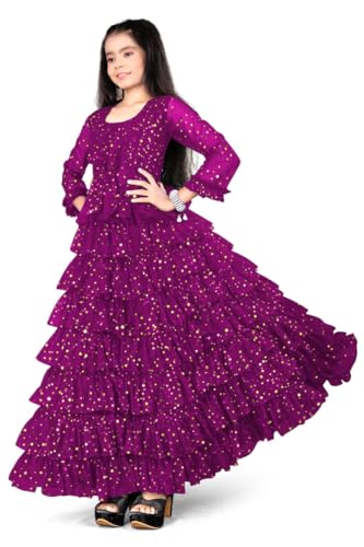 Elegant Kids' Gown for Girls Dress for Special Occasions_KGF Gowns_14_Purple_15_16 Y