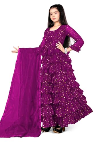 Elegant Kids' Gown for Girls Dress for Special Occasions_KGF Gowns_14_Purple_15_16 Y