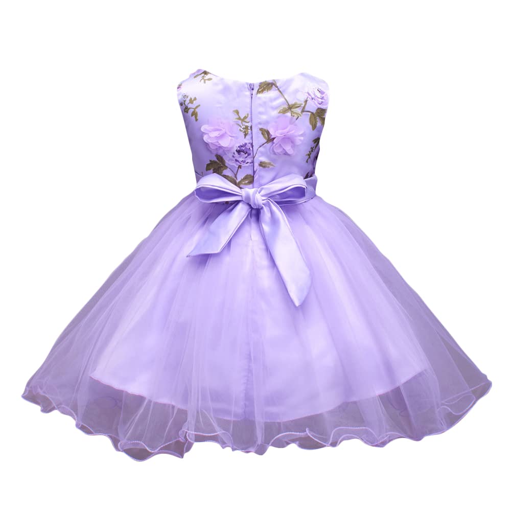 Hopscotch Girls Knee Length Party Dresses in Lavender Color for Ages 2-3 Years