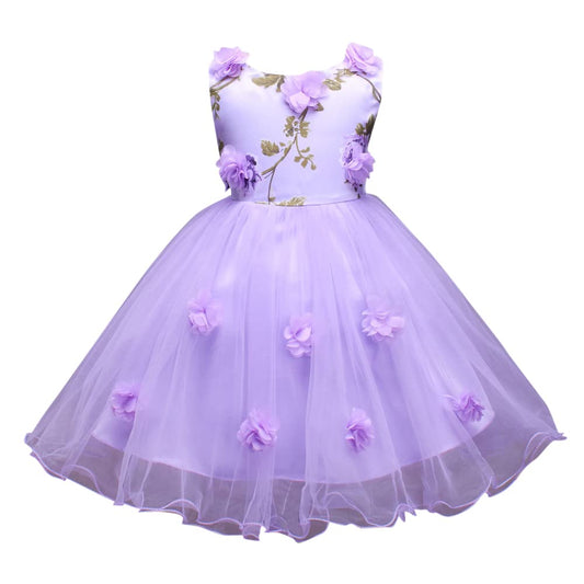 Hopscotch Girls Knee Length Party Dresses in Lavender Color for Ages 2-3 Years