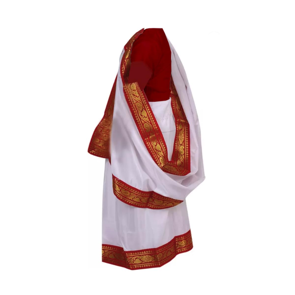 FancyDressWale Bengali Saree for Girls and Women, Semi stitched (4-6 Years (24))