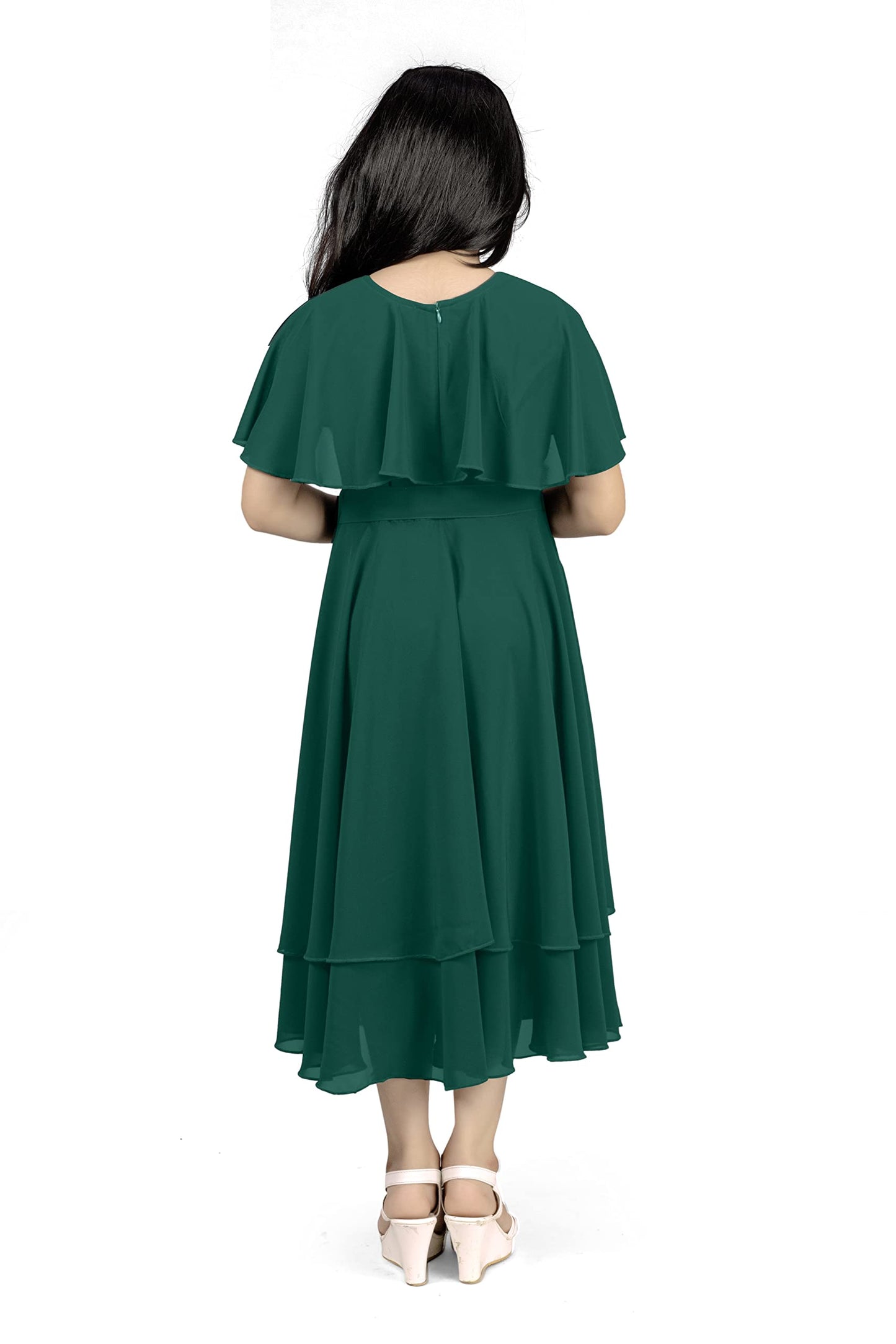 Fashion Dream Girl’s Calf Length Asymmetric Dresses (Dark Green_9-10 Year)