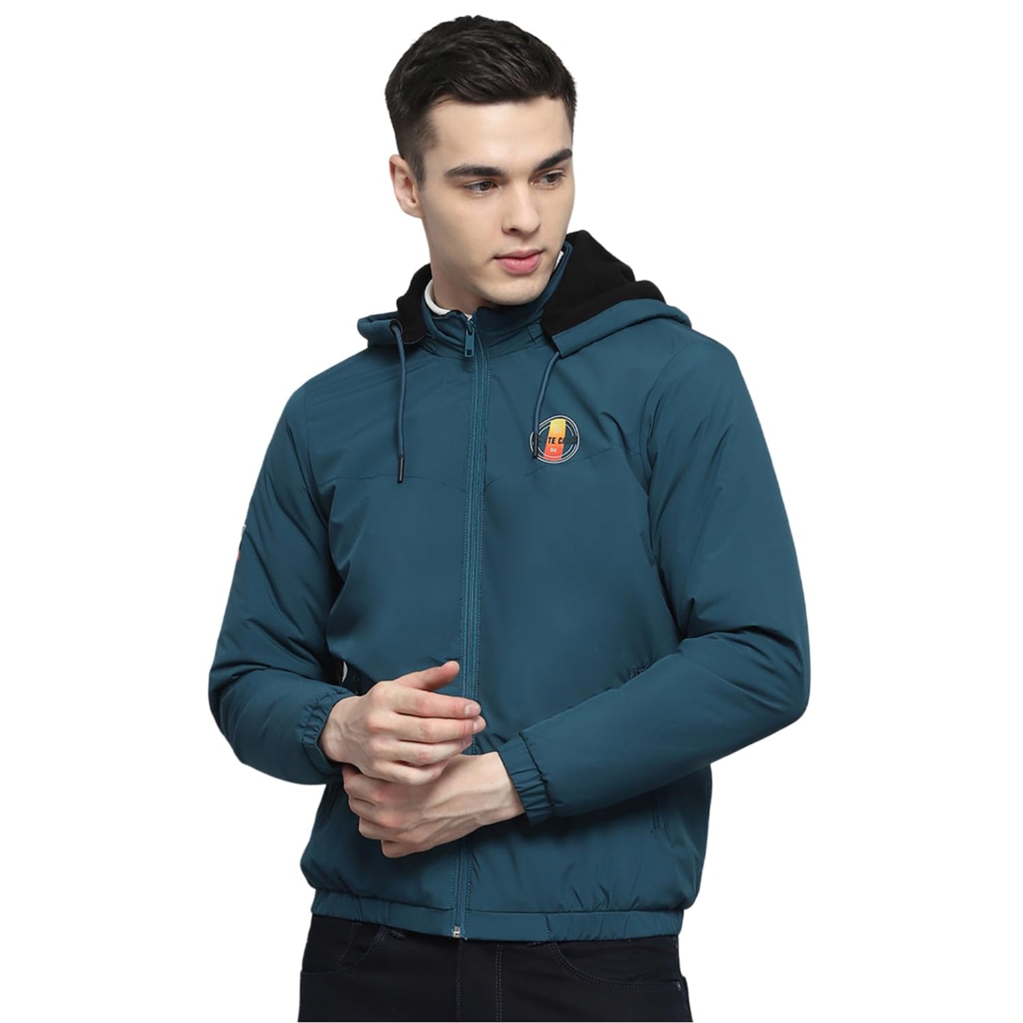 Monte Carlo Mens Solid Teal Detachable Hood Full Sleeve Jacket