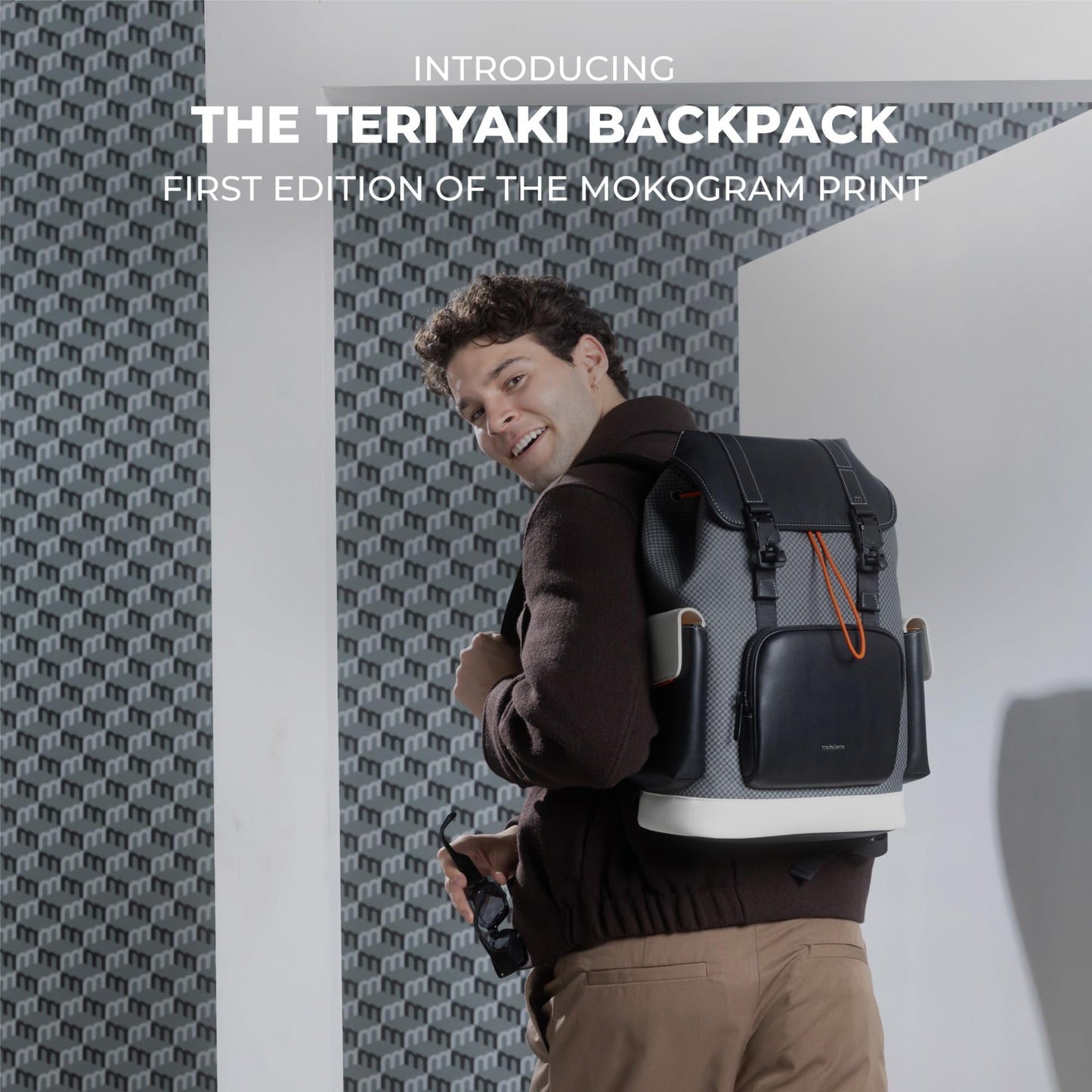 Teriyaki Backpack | 15.6 Inch Laptop Compartment, 19.5L Capacity | Signature Coated Canvas & Vegan Leather Trims, Water-Resistant, Lightweight | Padded Back Panel (Black Sesame)